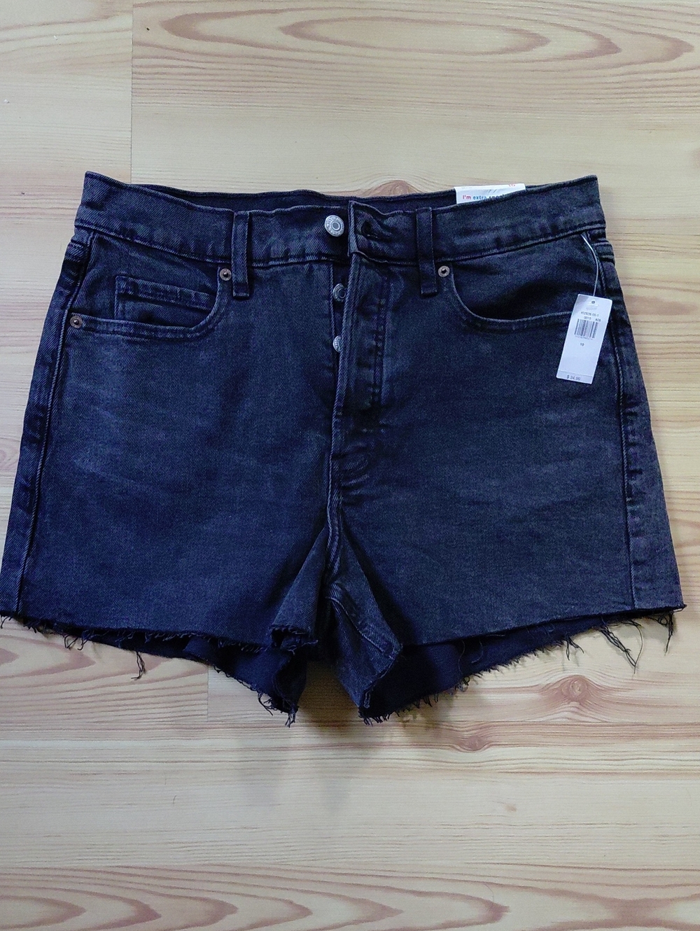 Washed Black Denim Cutoff Shorts - Ski-Hi A-Line
